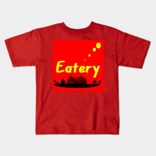 Eatery Logo Design on Red Background Kids T-Shirt